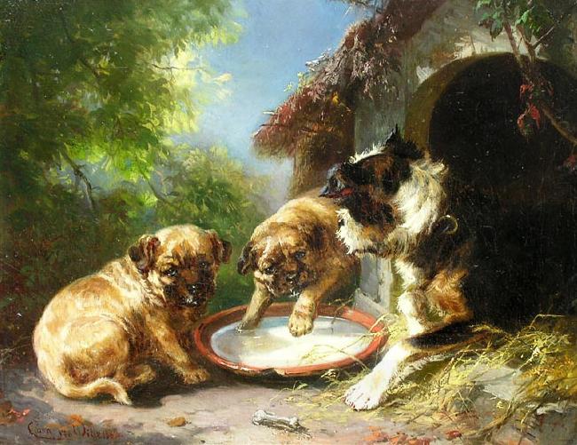 unknow artist Hunde vor der Hutte, China oil painting art